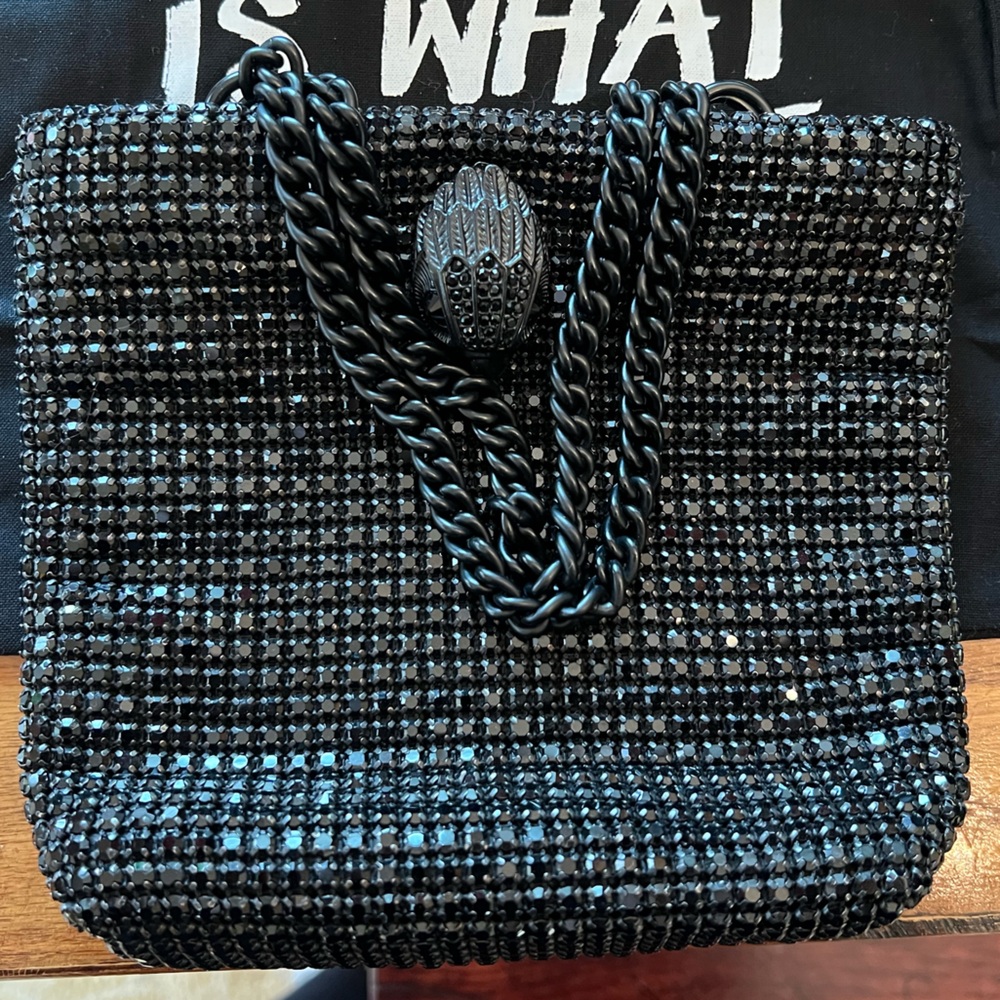 Kurt Geiger Black Sparkle Bag with chain handles. - Picture 5 of 7